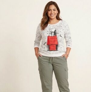 Peanuts Snoopy Comic Strip All-Over Print 3/4 Sleeve Tee XL